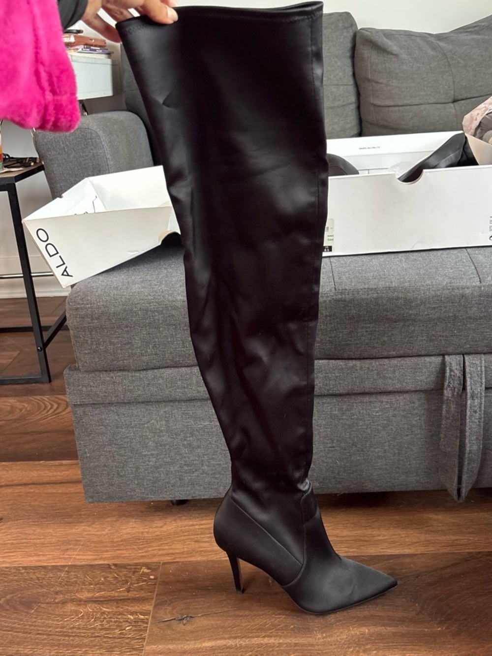 Aldo Black Over-the-Knee Pointed Stiletto Boots